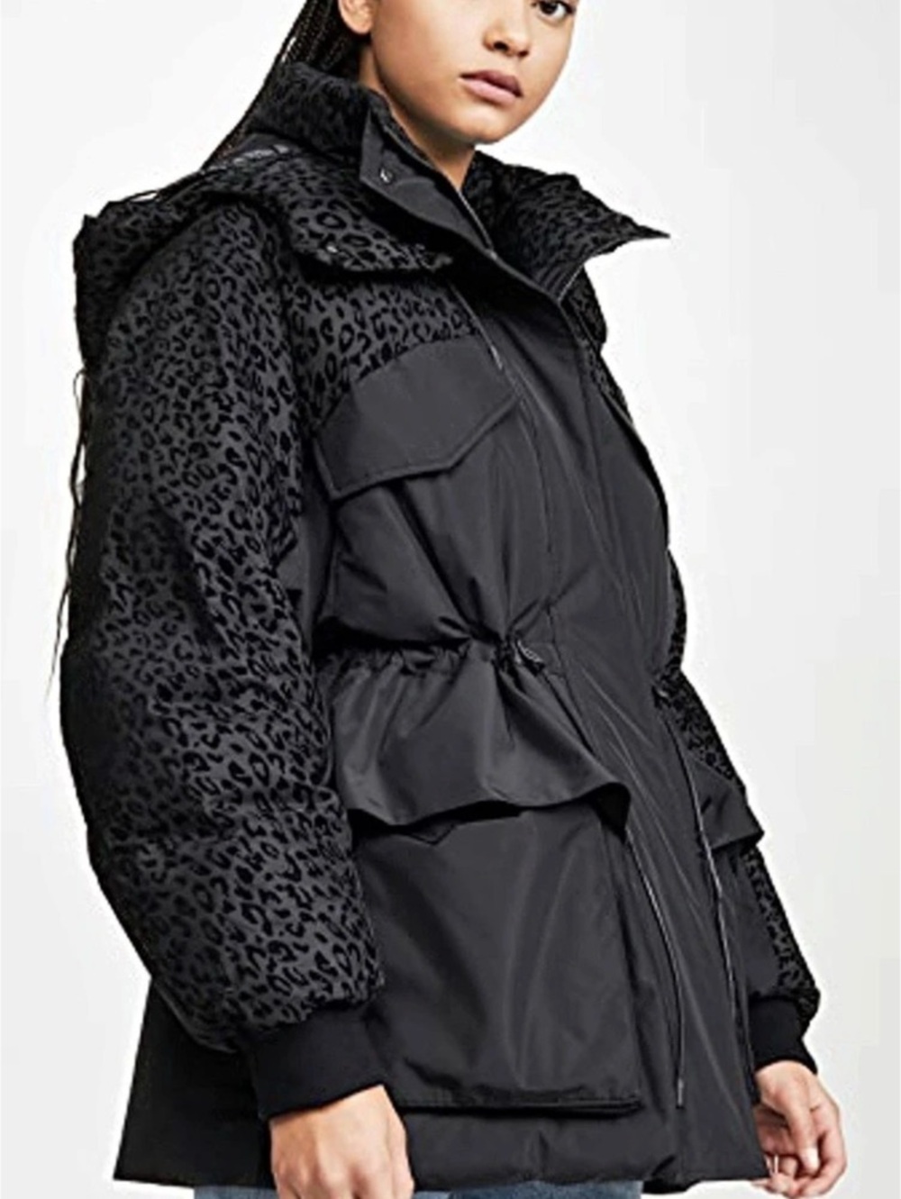 Mackage Black Leopard Print Puffer Jacket Women's